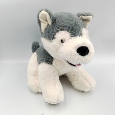 Peluche chien Husky gris blanc