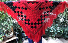 CHALE CROCHET MAIN ARTISANAT FRANCAIS  CREATION S.RAISONNIER*FLAMENCO***