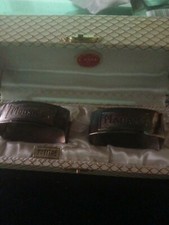 Deux Rond De Serviette acier argenté Avec Poinçons Monsieur Madame Dans Coffret 