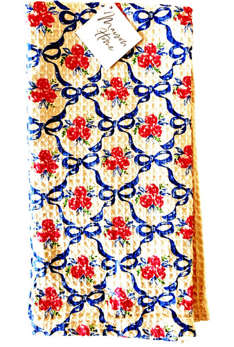 Set kitchen towels blue bows - set, 2