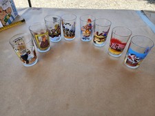 Lot 8 verres BD Tintin Spirou Lucky Luke Astérix Obélix Laurel Hardy Collector