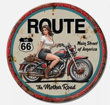 PLAQUE ROUTE 66 PIN-UB & BIKE -DECO USA / VINTAGE