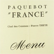MENU DU PAQUEBOT FRANCE 12 MAI 1963 @ Bateau Mer Restaurant Transatlantique