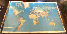 Grande Carte Planisphère AIR FRANCE - 1976 - 205 x 117 cm - Perceval