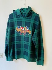 Sweet à capuche Ralph Lauren imprimé cavaliers/chevaux motif cadrillage vert 