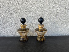 Paire de flacons anciens en verre émaillé et doré – XIXe siècle