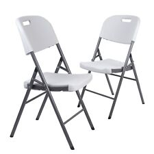 2x chaise de jardin pliante 250 kg Blanche Solide 88x50x45cm GreenBlue