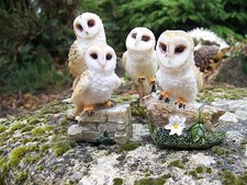 MO0501  4 FAMILLE  FIGURINES  STATUETTE STATUE   CHOUETTE  HIBOU OWL DERNIER