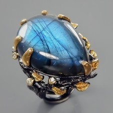 Bague en labradorite naturelle