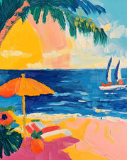 Affiche plage coucher de