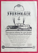 Publicité Automobile ERSKINE-SIX de STUDEBAKER - BARCLAY. VERASCOPE RICHARD 1927