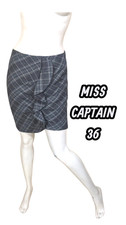 Miss Captain Taille 36 Superbe jupe doublée grise bleue prince de galles