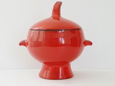 MAGNIFIQUE SOUPIERE CERAMIQUE ROUGE & NOIR 1960 VINTAGE 60S 60'S ANNEES 60
