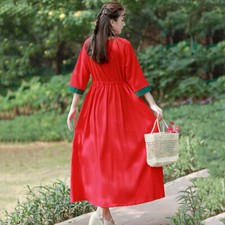 Femme Ethnique Robe Longue Col