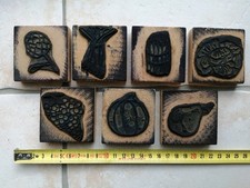 C2T2- lot 7 tampons anciens scrapbooking école poireau asperges raisin artichaut