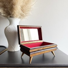 Boîte à bijoux vintage sur pieds années 50/60 avec miroir intérieur rétro