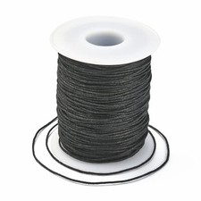 100 Yards/ 90 m x 1 mm Cordon de Coton ciré Noir macramé Fil de Perles ciré p...