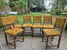 Lot de 6 chaises style Henri II revêtement jaune