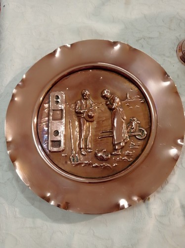 Assiette plate ronde - , cuivre