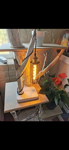 Lampe bois flotté style - lampe,