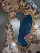  grand Jolis miroir ancien baroque en Bronze Véritable Doré A Saisir 