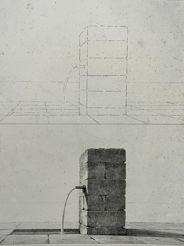 Fontaine eau lithographie - fontaine,