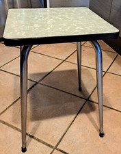 Ancien ESCABEAU/Tabouret Vintage chrome et formica VERT, Original Vintage  60 'S