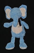 Peluche doudou éléphant bleu BENGY beige feuille velours cotelés 35 cm  TTBE 