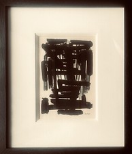 Pierre Soulages -Réalisé en 1957-Rare Pochoir Jacomet-Édition BERGGRUEN-Encadré