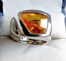 Bague argent 925 avec citrine facettée vintage taille 54