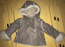 EUC Baby GAP Sz 6-12 months Girl Suede with Fur Coat / Jacket
