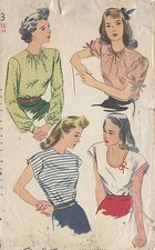 Patron De Couture Vintage 1944 BLOUSE B34" (R704)