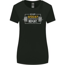 Eat Sleep Squat Répéter Gym Entraînement Haut Femmes Plus Large Coupe T-Shirt