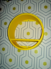 ETAGERE Murale Métal époxy JAUNE forme RONDE - style vintage-très belle qualité