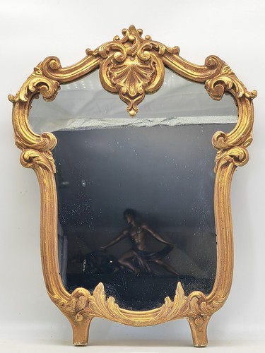 Ancien miroir bois stuc doré - stuc,