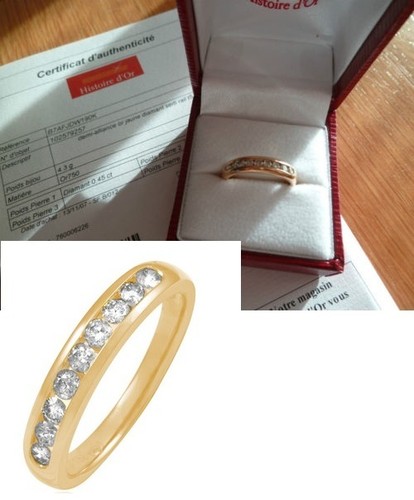 Bague 18k alliance jaune - alliance,