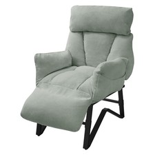 Fauteuil relax gris-vert en lin rembourré avec repose-pied et accoudoir réglable