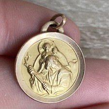 Ancien Pendentif En Plaquer Or 18k 750 religieux Jesus Vierge Anges
