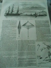 Gravure 1852 - Le Paracalme ou ancre flottante simplifiée