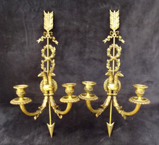 Appliques Murales bougeoirs bronze griffon flèche couronne de laurier Louis XVI