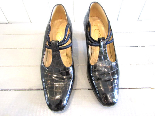 Salomés cuir noir façon