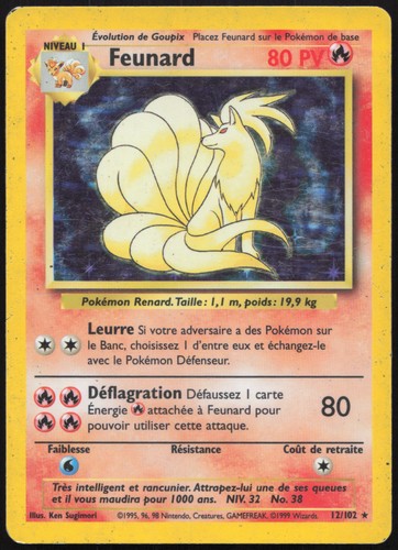 Carte pokémon feunard 102 - feunard, 12/102