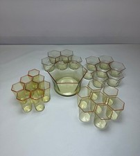 Lot Verre Hexagonaux Design Carlo Scarpa Venini Murano Soufflé Italien Glass X28