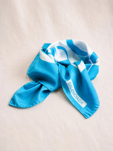 Carré balenciaga soie bleu - balenciaga,