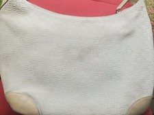 Gucci Ivory Suede W/Beige Leather Trim Hobo Handbag 
