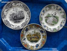 Lot de 3 Anciennes assiettes faience Creil et Montereau - époque 19ème