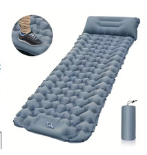 Matelas Gonflable Camping Ultraléger avec Oreiller Pompe intégrée 4 Saisons Gris