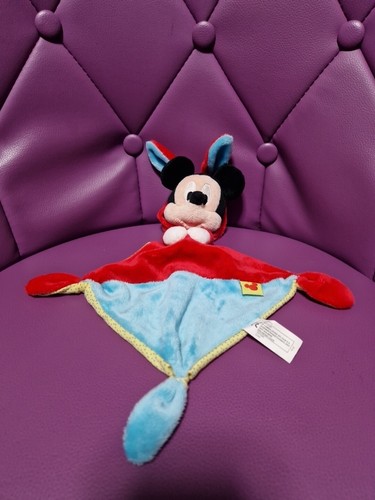 Doudou mickey plat rouge bleu - mickey,