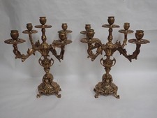 Importante paire de bougeoirs / chandeliers de pendule en bronze style Louis XV