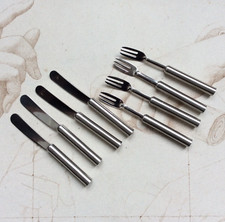 Couverts Miniatures de Voyage Vintage Métal - 4 fourchettes 4 couteaux